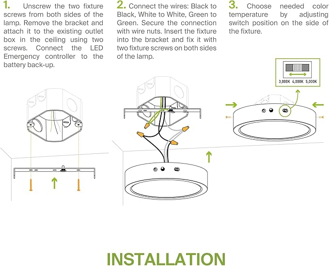 ASD LED 7" Round Flush Mount Ceiling Light Fixture, Low Profile Surface Lighting | 5CCT, Dimmable, Battery Backup, ETL Listed | 15W 1200LM 2700-6000K 120V | Kitchen, Bedroom, Hallway Lamp | White