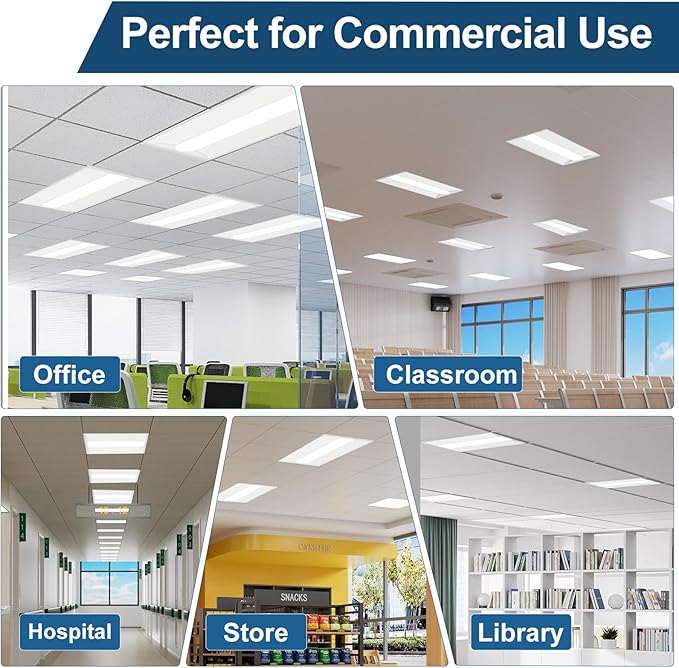 2x4 LED Troffer Light, 4-Pack, Backlit Panel, 30W–72W Selectable, 5CCT, 0–10V Dimmable, ETL, Drop Ceiling