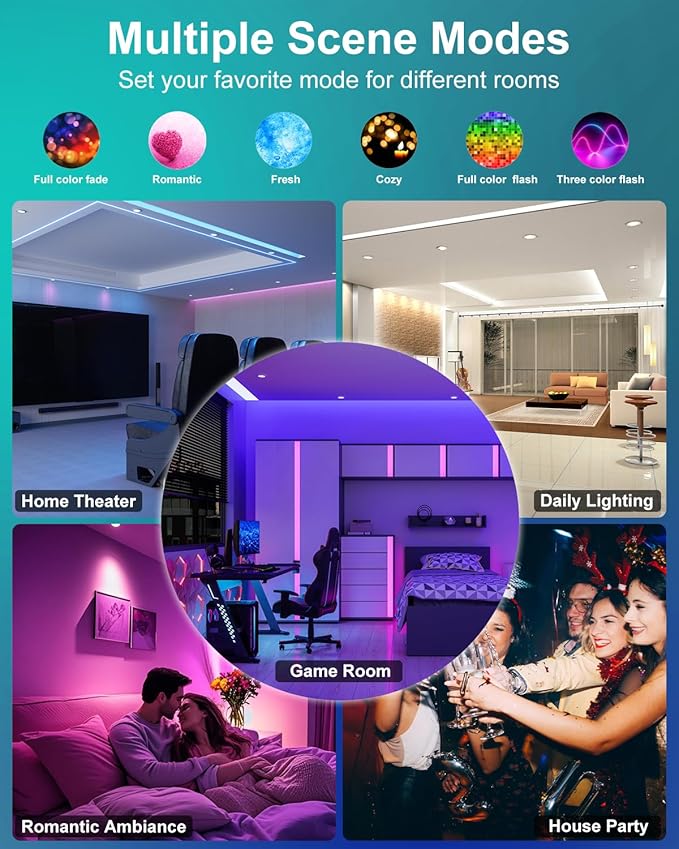 LED Recessed Lighting 6 inch/5 inch, Smart RGB Bluetooth Can Lights, 13W 1050LM, Color Changing, Retrofit Led Recessed Light Compatible with Alexa for Bedroom Living Room Kitchen, 6Pack