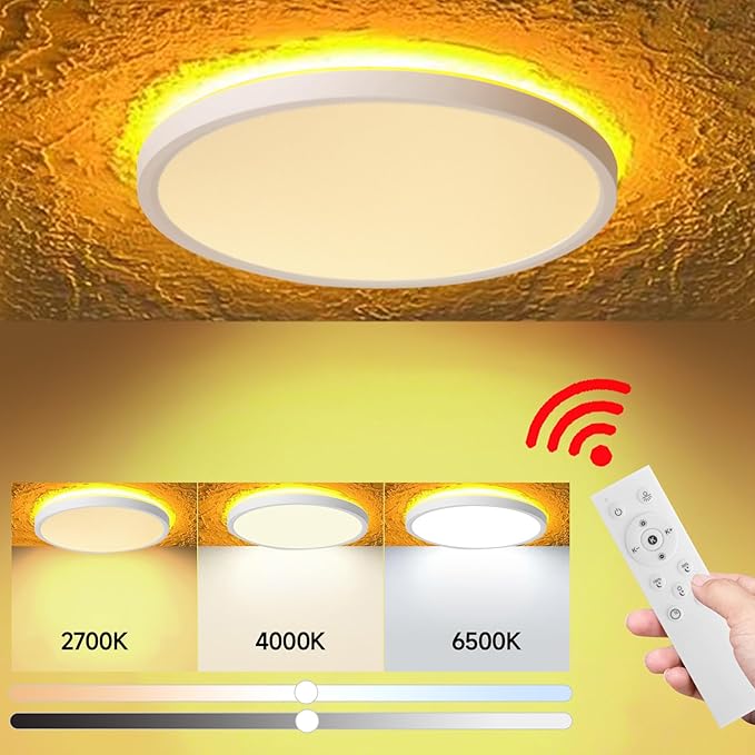 Mille Lucciole 4 Pack LED Flush Mount Ceiling Light Fixture with Night Light, Dimmable Ceiling Lights White 12 Inch 30W 3000LM 3CCT Color Adjustable Led Flush Mount fixtures with Remote Control