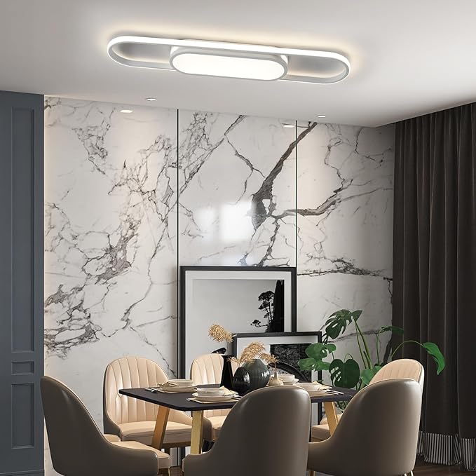 Qcyuui Modern LED Ceiling Light,Dimmable Linear Ceiling Lamp,31.5in Kitchen Lighting Fixtures Ceiling for Bedroom Hallway Dining Room (45W/3000-6500K/White)
