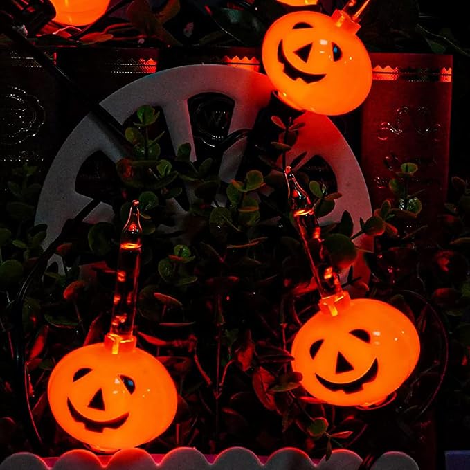 7 Count Halloween Pumpkin Bubble Lights,7.1ft Vintage Orange Pumpkin String Light for Indoor Decor - Fairy Halloween Bubble Lighting for Bedroom, Porch, House, Fall Party Decorations