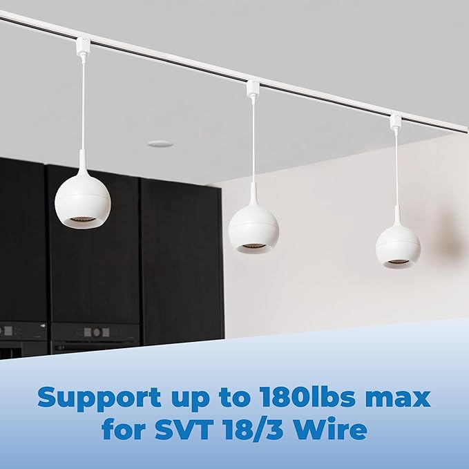 OHLECTRIC Pendant Track Adapter - Track Light Adapter for H Track Only - Halo Track Adapter Supports Weight Upto Maximum of 10 Lbs and SVT 18/3 Wire - White, Pack of 4 - OL-44067-4