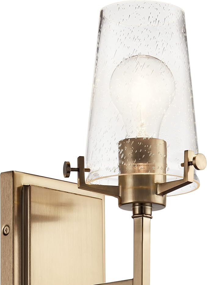 Kichler, Alton 22.25 inch 1 Light Wall Sconce with Clear Seeded Glass in Champagne Bronze for Hallway, Entry, Bathroom and Powder Room, (22.25" H x 5" W x 7.5" Ext), 45295CPZ