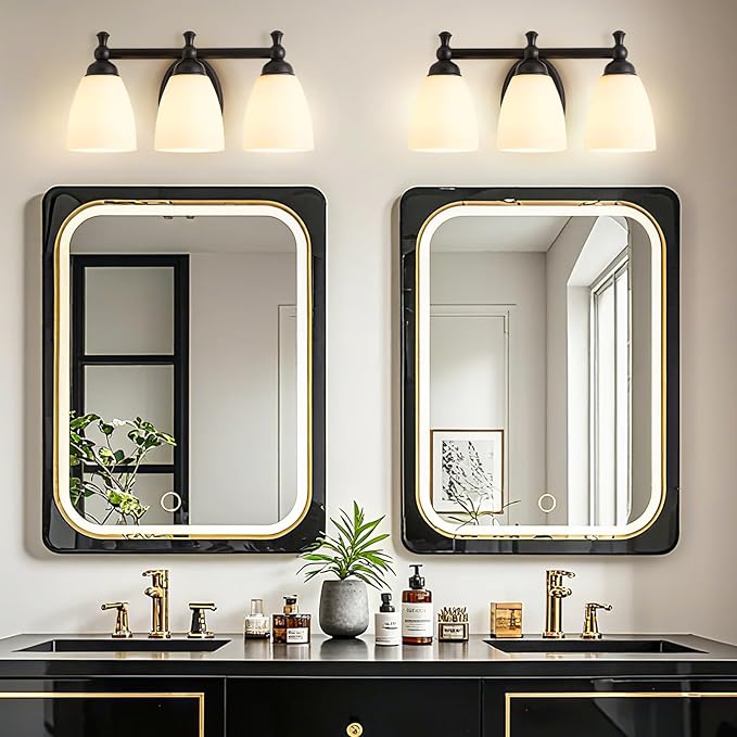 EJIAXIN Vanity Lights for Bathroom, 3-Light Modern Vanity Light Over Mirror Black Bathroom Light Fixture Bedroom Wall Sconces Lighting for Living Room Cabinet