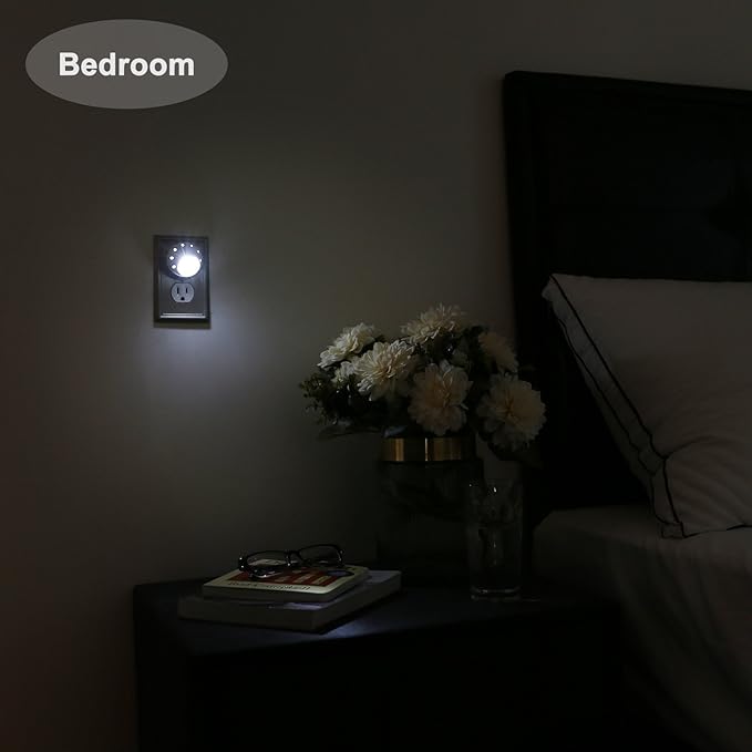 DEWENWILS Plug in Night Lights into Wall, Dusk to Dawn Sensor, 360° Rotating, Directional LED Nightlights for Kids, Nursy, Hallway, Bathroom, Bedroom, Cool White, 4 Pack