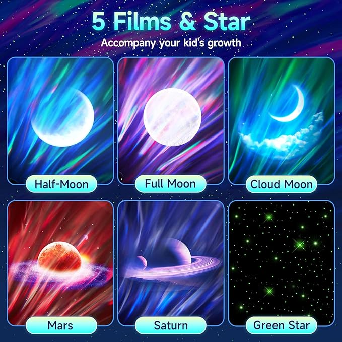 Iceberg Northern Lights Projector, Blue Galaxy Projector with Unique Iceberg Base, 300+ Lighting Effects & 15 White Noise, Bluetooth Aurora Star Light for Bedroom, Remote & Timer, Kids/Adults Gifts