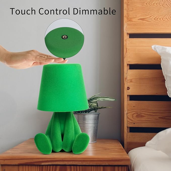 Bedside Touch Control Table Lamp, Golden Decor Thinker Statue LED Table Lamp With USB Port, 3 Way Dimmable Modern Night Light Nightstand Lamp For Home Living Room Office Shelf Decor (light green-A)