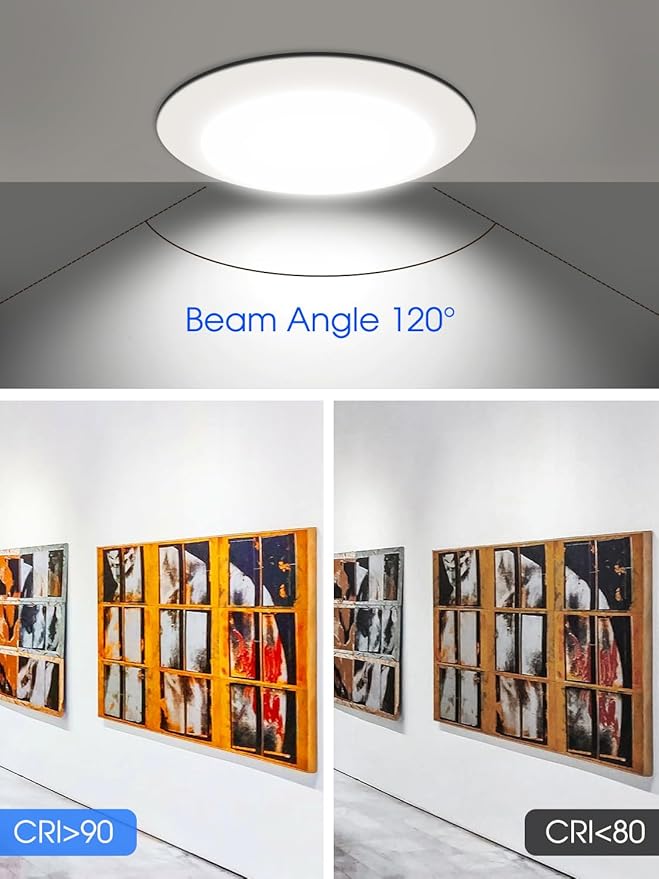 6 Pack 6 Inch LED Disk Light, Dimmable Flush Mount Ceiling Lights, Daylight 5000K, 15W 1100LM, CRI 90+, Low Profile Surface Mount Ceiling Disc Light, Wet Rated, Installs into Junction Box, ETL & FCC