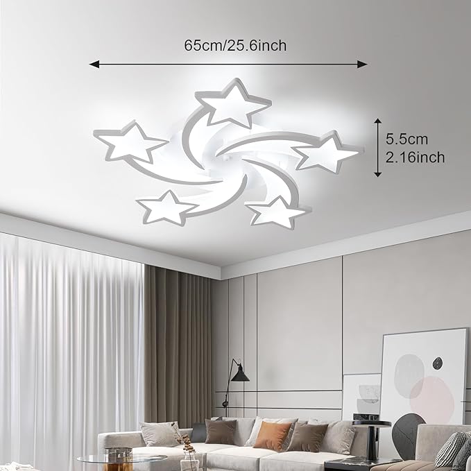 JAYMP Flower Shaped Ceiling Light Dimmable Modern Ceiling Lamp Remote Control LED Lighting Fixture for Bedroom Living Room Dining Room (White/5 Stars)