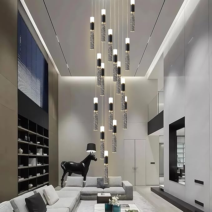 Pendant Light Fixtures, 20-Light Pendant Lights Kitchen Island,Modern Led Pendant Light Kitchen Island Lighting Dimmable with Remote,3000K-6500K Black and Gold Modern Chandelier