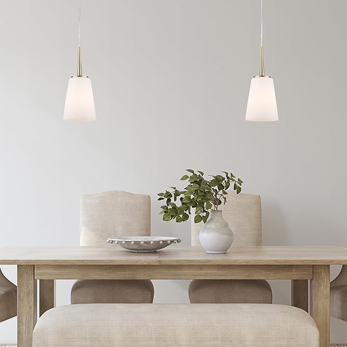 Montgomery 1-Light Pendant Light | Brushed Gold Finish with White Frosted Glass Shade | Adjustable Hanging Height to 82.75" | Uses E26 Medium Base Bulb (Gold, Pendant)