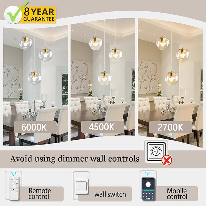 ykolupty 3-Light Modern Gold Pendant Light Hanging Fixture Light for Kitchen Island Mid Century Globe Pendant Light Glass Chandelier for Living Room Bedroom Entryway