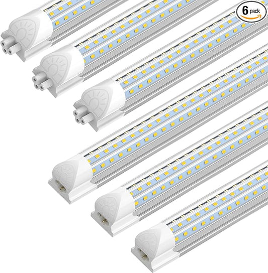 CNSUNWAY 2FT LED Shop Light, 24W 3600LM 6500K Super Bright, D-Shaped 6-Pack T8 LED Tube Lights, Clear Cover, High Output Linkable Shop Lights with Plug for Workbench, Kitchen, Basement, ETL Listed