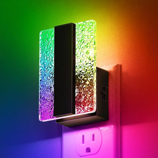 DORESshop LED Night Lights Plug into Wall, Decorative Night Light with Dusk-to-Dawn Sensor, 8 Color-Changing Nightlights with Slide Button, Nightlights for Kids, Bathroom, Hallway, Bedroom