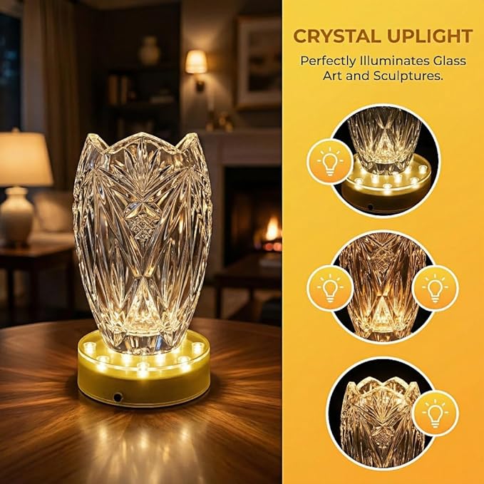 Simplelight 4 Inch Round LED Light Base- Perfect for Glass Art, Ideal Led Display for Vases, Centerpieces (4inch Round LED Vase Base Light, Soft White)