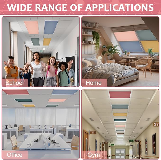 QOUBAI 6PCS Fluorescent Light Covers, 4x2 Feet Magnetic Light Cover Fluorescent Lights Shade Panel Positive Inspirational Ceiling Lights Filters for Office Classroom Home Drop Ceiling Morandi