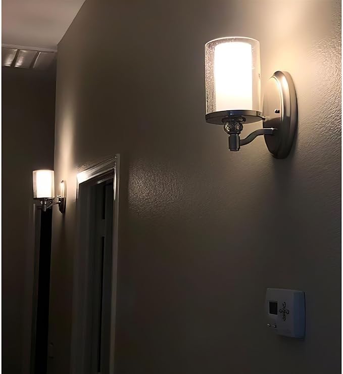 Kira Home Victoria 10" Modern Crystal Wall Sconce, Dual Glass Silver Wall Light with Seeded and Frosted Glass, Brushed Nickel Finish