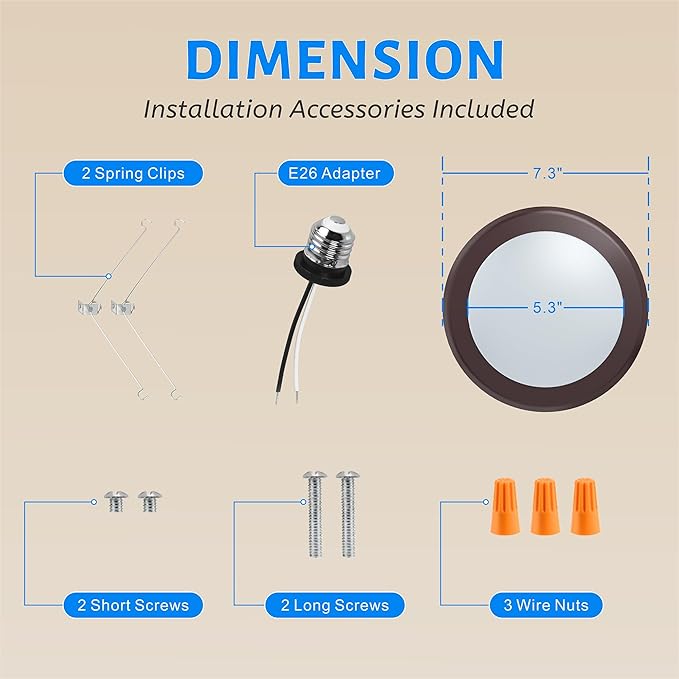 ECOELER 5/6" Bronze Dimmable LED Disk Ceiling Light, 16.5W 1000lm, 5000K Daylight, Flush Mount Disc Recessed Ceiling Can Lighting for Bedroom, Kitchen, Dining Room, ETL Listed, 4 Pack
