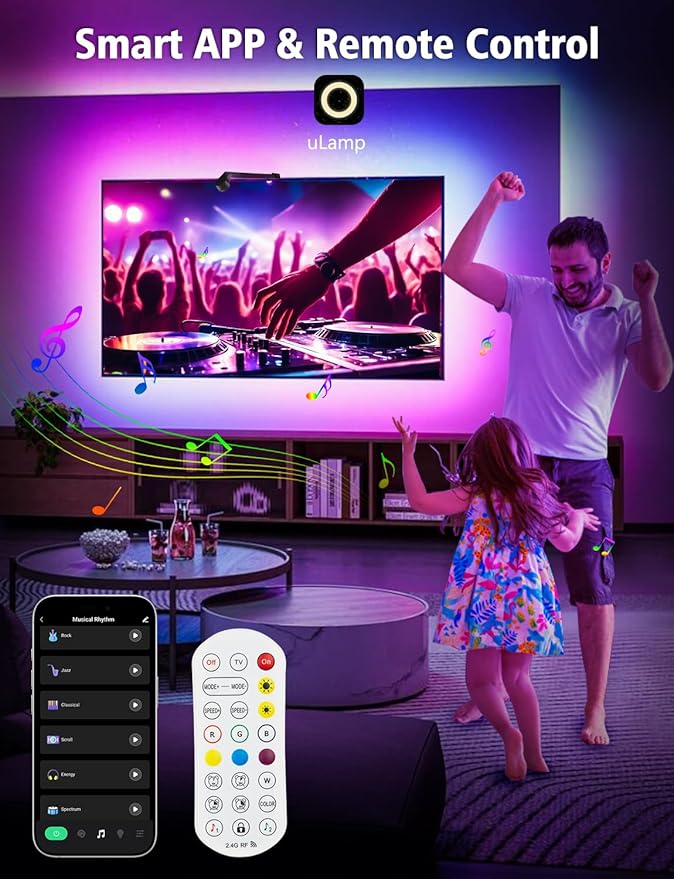 echosari TV Backlight Sync to Screen, TV Lights That Change with TV for 55-65 Inch Screen, 14.7Ft Smart Strip Lights APP Control with HD Camera Game & Music Sync