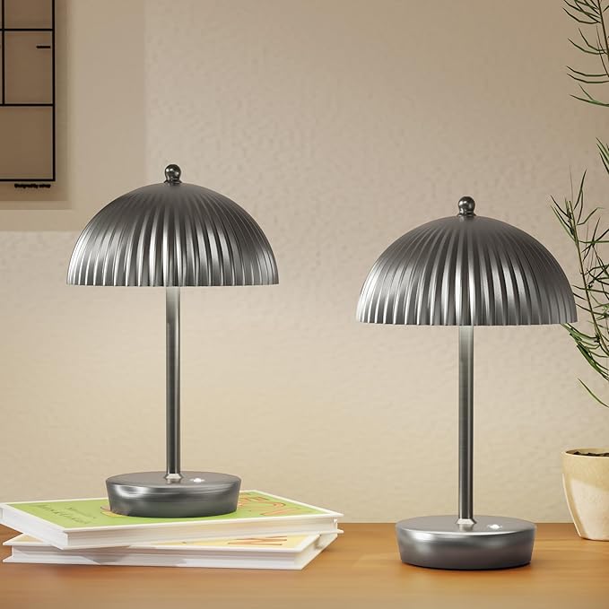 Tripod Table Lamp, Small Cute Bedside Lamp with Linen Beige Lampshade, Nightstand Lamp for Nursery, Bedroom, Kid Room, Living Room, Light Brown Wooden Base