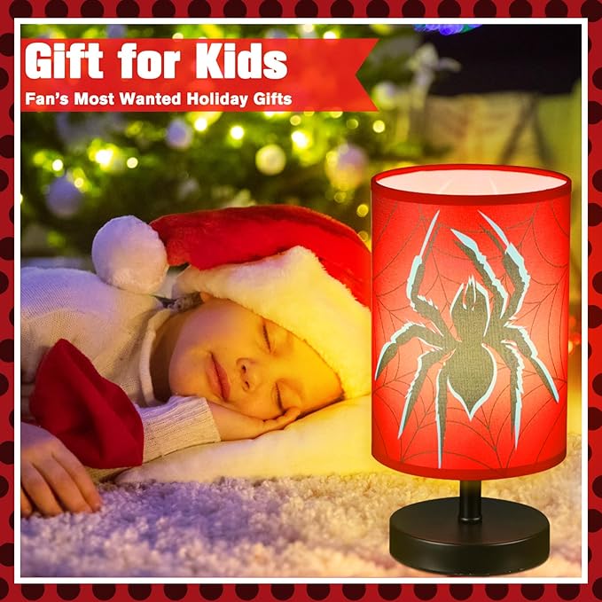 Glooglitter Spider Table Lamps Gifts 3 Colors Dimmable Lights 9.72 x 5.12 Inch Spider Night Light Bedroom Bedside Lamps for Room Bedroom Desk Home Decor Birthday Gifts