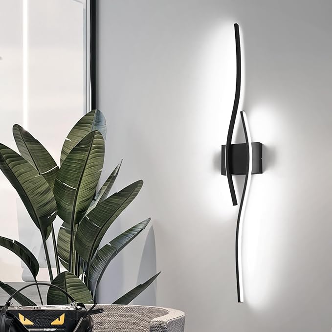 Dimmable LED Bathroom Vanity Light, 39.4 inch Modern Black Bathroom Lighting Fixtures Over Mirror Wall Sconces Light Fixtures for Living Room Bedroom 5500K White Light