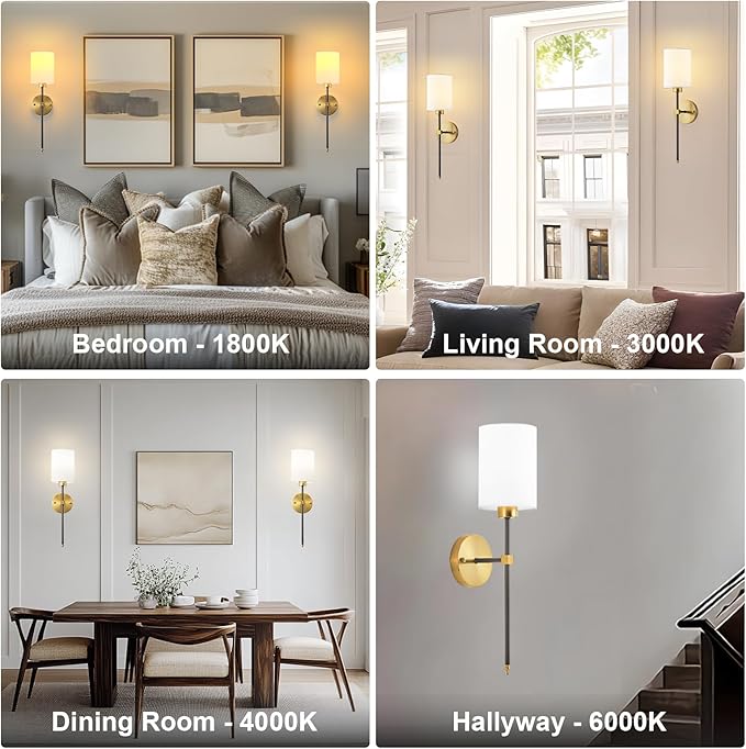 Battery Operated Wall Sconce Set of Two, Wireless Rechargeable Wall Light With Remote Control, Dimmable, 4 Color Temperatures, RGB, Timer, for Living Room,Bedroom,Entryway, Black Gold, 26.8 Inch