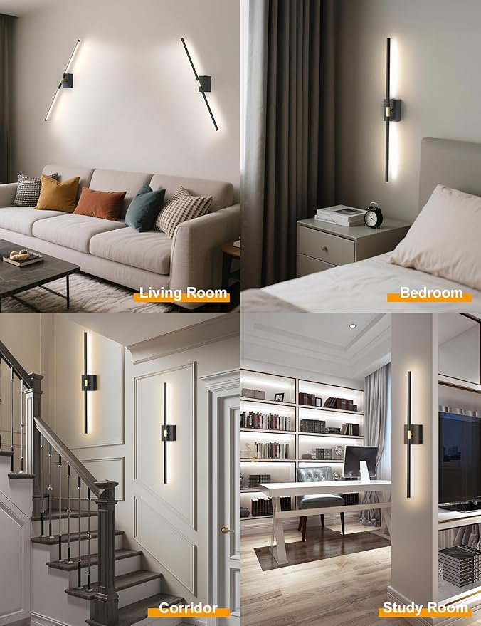 Battery Operated Wall Sconces Set of 2: 10000mAh Rechargeable Wall Lights, Easy Install 360° Rotate 3000K-6000K LED Wireless Wall Light Decor for Bedroom Living Room Hallway Picture Lighting Gallery