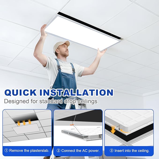 JESLED 6Pack 2x4 led Flat Panel Light, 10800LM, Drop Ceiling Lights Fixture for Office Shop Garage Basement Laundry, 30W/40W/50W/60W/72W Selectable, 5CCT Switchable, 0-10V Dimmable, DLC ETL Listed