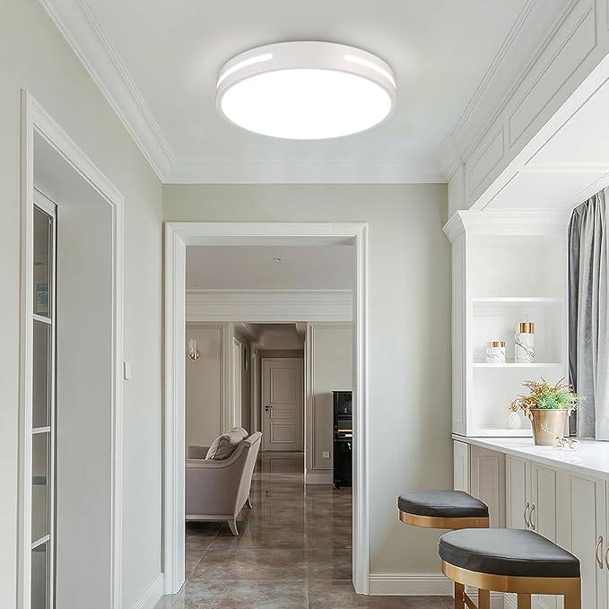 LED Ceiling Light Flush Mount 24W, White Bedroom Light Fixture Ceiling Mount Dimmable, 12 inch Close to Ceiling Light Fixture 5CCT for Kitchen, Bathroom, Living Room