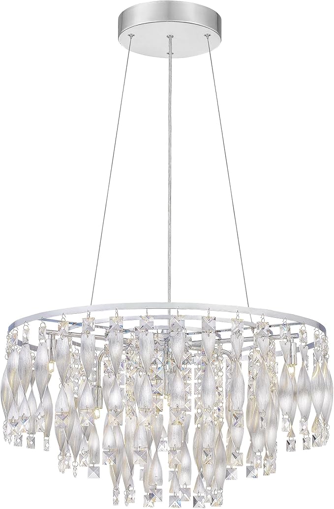 Quoizel PCTK2824C Twinkle Platinum Crystal Pendant Ceiling Light, 6-Light 240 Watts, Polished Chrome