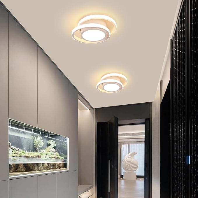 DELIPOP Modern LED Ceiling Light, 36W 2160LM Round Small Ceiling Lamp, (Warm Light, 3000K) Aluminum Close to Ceiling Light Fixture for Hallway, Aisle, Corridor, Bedroom, Kitchen (White)