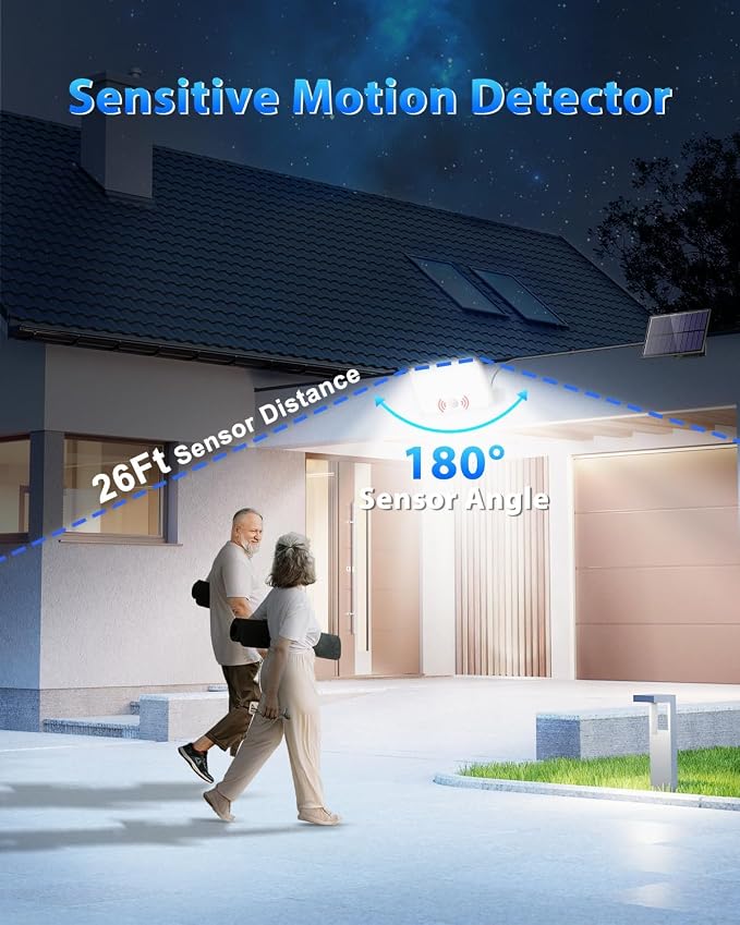 Gusicil Solar Lights Outdoor, Solar Motion Sensor Flood Lights 2Pack | Remote Control,IP65 Waterproof, Motion Sensor,3 Modes,Dusk to Dawn,for Yard Patio Garage