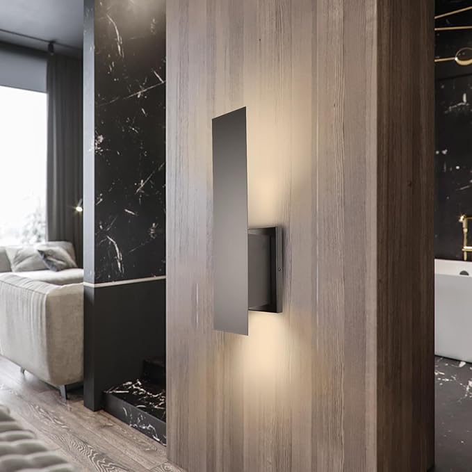 Edwarmlux Indoor Wall Sconces, Modern Wall Lights, Up and Down Wall Mount Light, Dimmable Hardwired Wall Light for Bedroom, Living Room, Hallway, GU10 Bulbs Excluded (Matt Black)