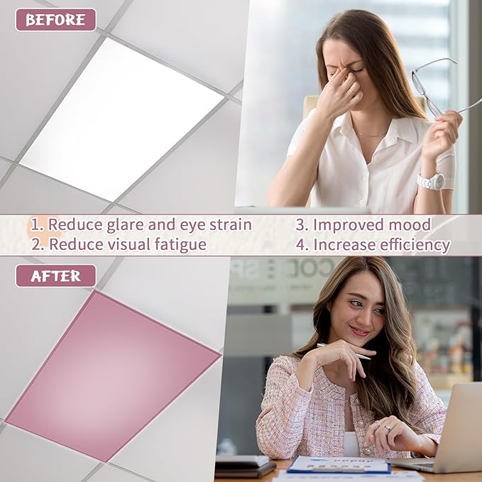 6 Pcs Fluorescent Light Covers 4 x 2 ft Magnetic Ceiling Light Covers Lights Filters for Classroom Office Home School(Boho Color)