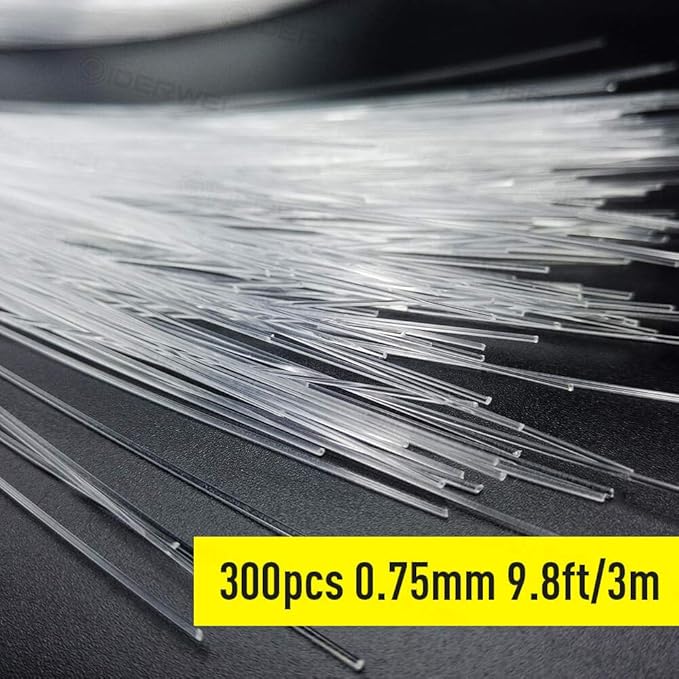 GIDERWEL Fiber Optic Cable 9.8ft 300pcs 0.03in(0.75mm) Plastic End Glow Optical Fiber Cables for Fiber Optic Lights Star Sky Ceiling and Any Kind Light Engine Driver(Not Include Light Engine)