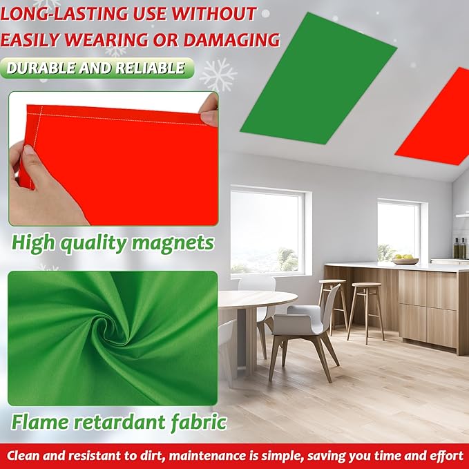 8 Pcs Fluorescent Light Covers with 80 Magnets Decorative for Classroom Ceiling Lights 4 x 2 Feet Magnetic Light Cover Filter Easy Install for Office Hospital Home Ceiling Supplies (Christmas Color)