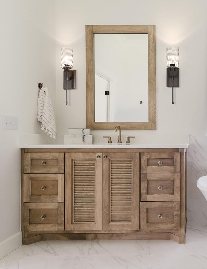 XiNBEi Lighting Wall Light 1 Light Wall Sconce with Glass, Classic Bathroom Vanity Light Dark Bronze Finish for Bedroom & Living Room XB-W1227-DB