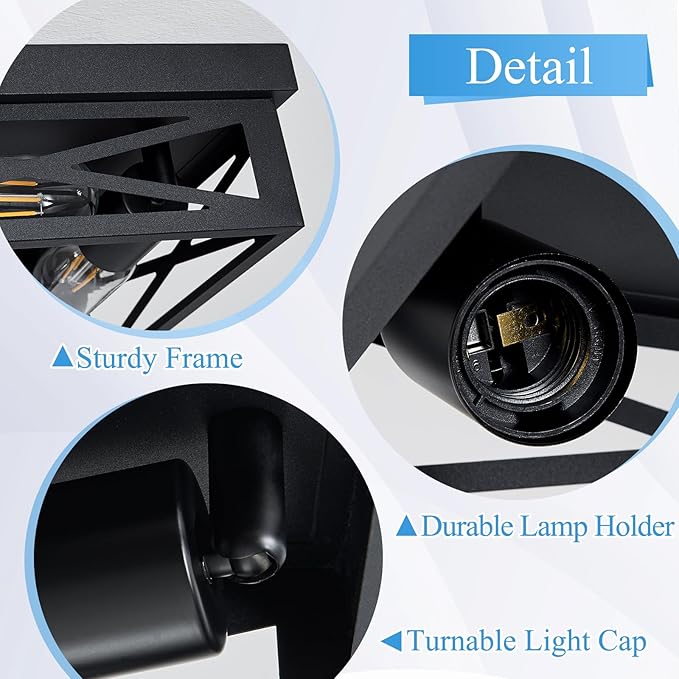 Black Flush Mount Ceiling Light Fixture,4-Light Square Hallway Light Fixtures Ceiling,Light Fixtures Ceiling Mount for Farmhouse,Kitchen,Hall,Bedroom (2 Pack)
