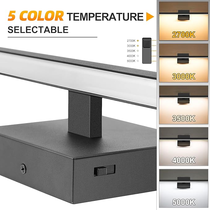 NIORSUN 31.5 inch Black Bathroom Vanity Light,18W 5CCT Dimmable LED Bathroom Lighting Fixtures Over Mirror, Modern Vanity Lights for Bathrooms Restroom Mirror- ETL Certified