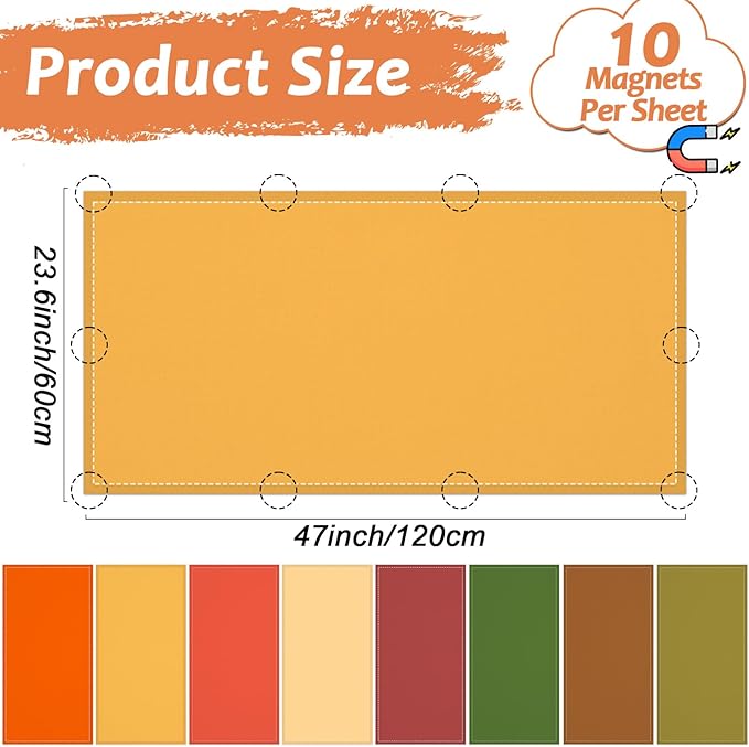 8 Pcs Fluorescent Light Covers with 80 Magnets Decorative for Classroom Ceiling Lights 4 x 2 Feet Magnetic Light Cover Filter Easy Install for Office Hospital Home Ceiling Supplies (Fall Color)