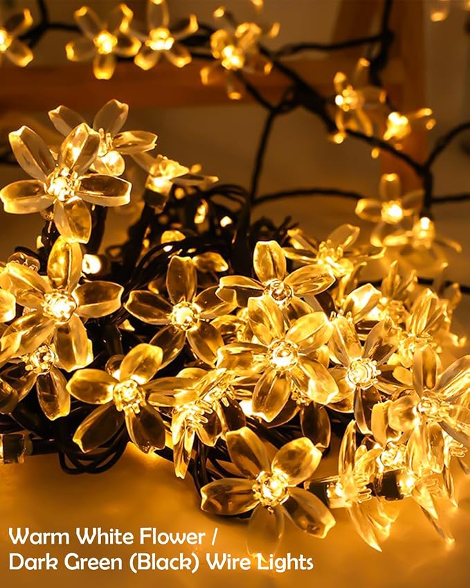 USB Plug in 33ft 100 LED Fairy Flower Lights Strin Indoor Outdoor Decor | Warm White Decorative Floral Lamp Indoor Outdoor Decorations For Bedroom, Christmas, Valientine'S Day, Easter Or Birthday