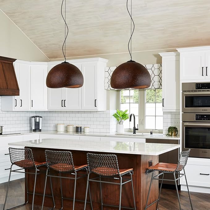 JAYMP Dark Brown 15.7" Wabi Sabi Pendant Light for Dining Room Kitchen Island Farmhouse Hanging Lamp E26 Base Japanese Style Bird Nest Shape Lighting Fixture 40cm/15.7in