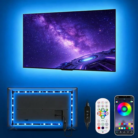 MORIACC LED Lights for TV, 16.4ft TV LED Backlight for 45-75 Inch TVs, Strip Lights with Music Sync, Bluetooth APP and Remote Control, USB Powered for Bedroom Gaming Home Decor