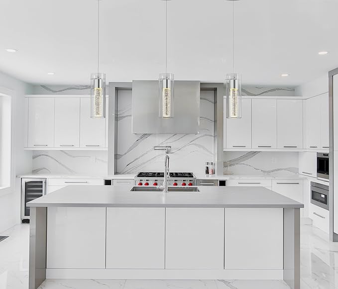 Tawson Alice 1-Light Pendant Ceiling Light Fixture, Integrated Led and Premium Bubble Glass, for Kitchen Island, Hallway, Entryway, Passway, Dining Room, Bedroom, Balcony Living Room