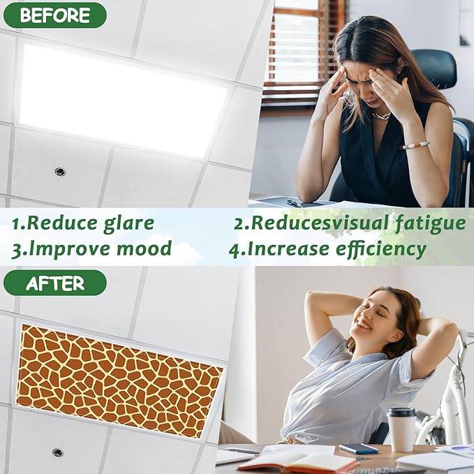 8Pcs Safari Animal Fluorescent Light Covers for Classroom Colorful Ceiling Light 4x2Ft Magnetic Lights Cover Filter Easy Install for Back to School Office Hospital Ceiling Supply (Jungle Animal)