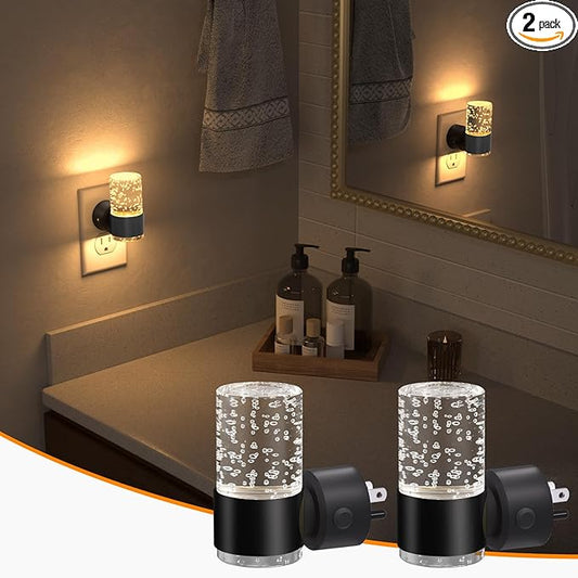 NIORSUN Night Light Plug into Wall, Dimmable Nights Lights with 3 CCT & 5 Brightness Levels, Slim Acrylic Plug in Night Light, Auto Dusk to Dawn Sensor for Stairs, Hallway, Bathroom, Black, 2 Pack