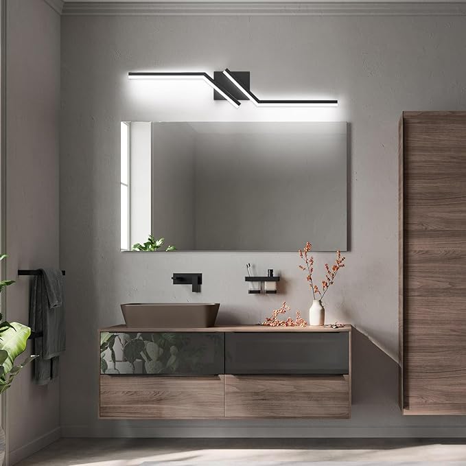 ZUZITO 32 inch Black Vanity Light Modern Bathroom Lights Over Mirror Dimmable Bathroom LED Lights 6000K Cool White ETL Driver