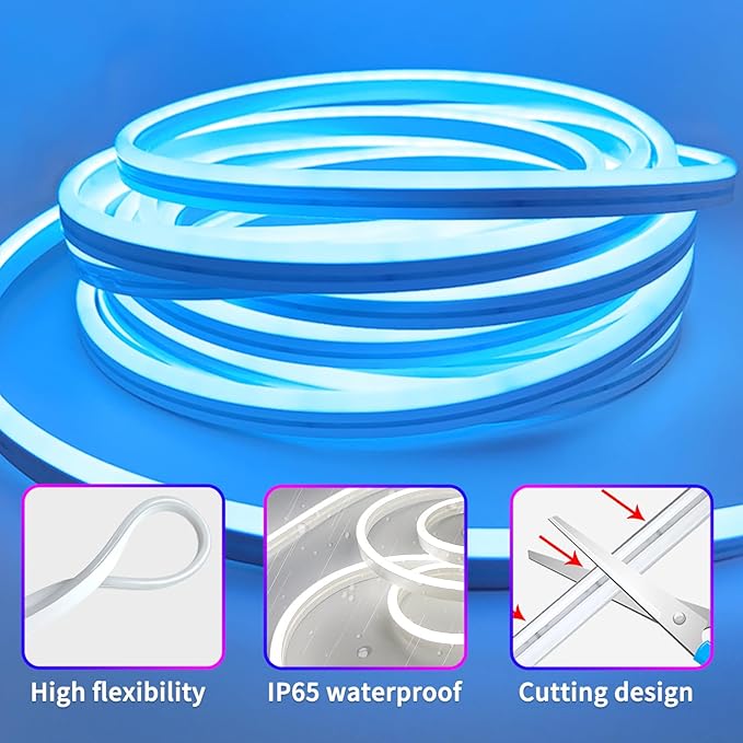 segrass 50ft RGB LED neon Rope Lights LED neon Lights with Remote Control/APP Control IP65 Waterproof Flexible Neon LED Strip Lights for Bedroom Room Outdoors Décor